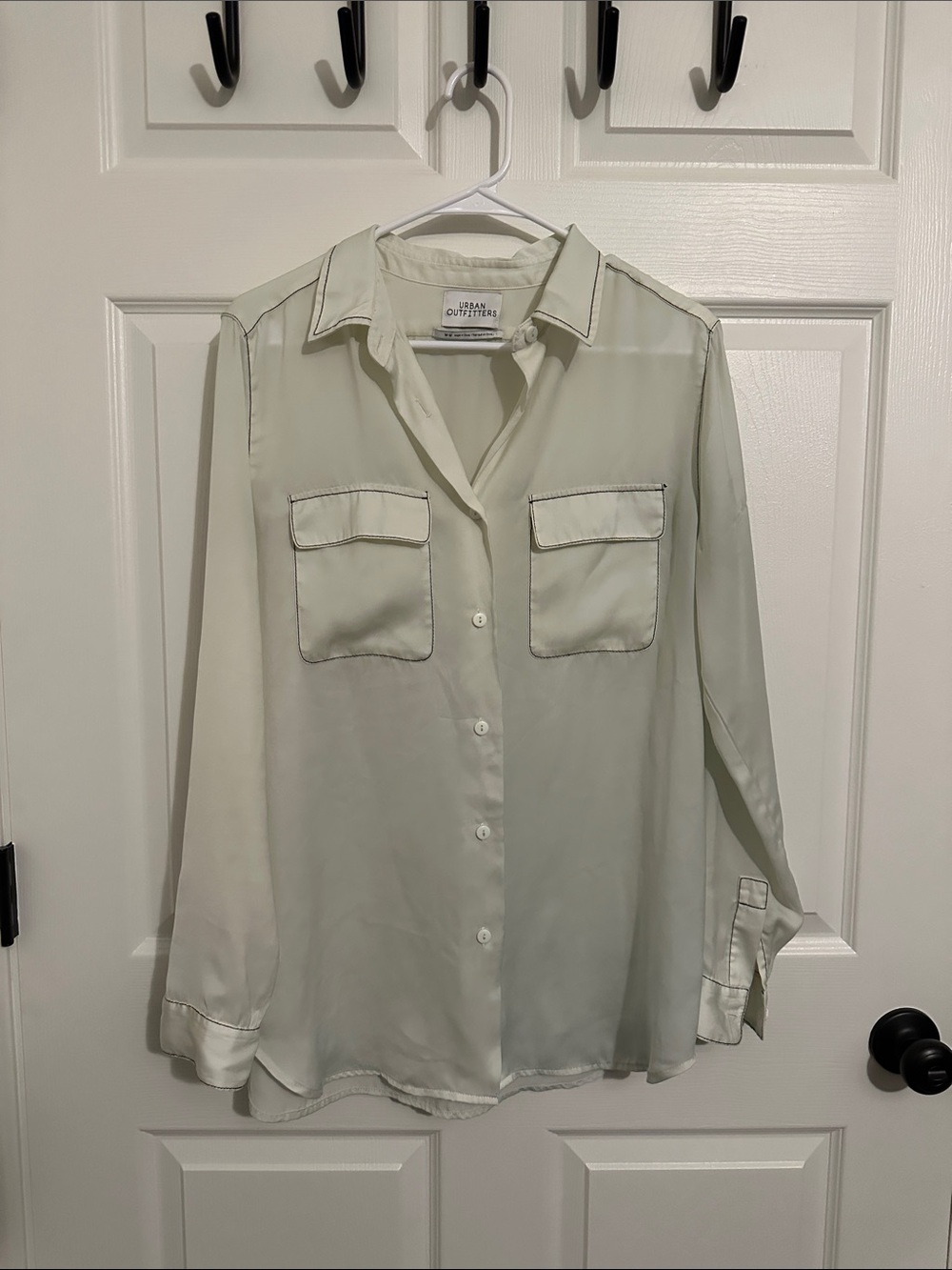 Urban Outfitters Cream Button-Up Blouse with Chest Pockets